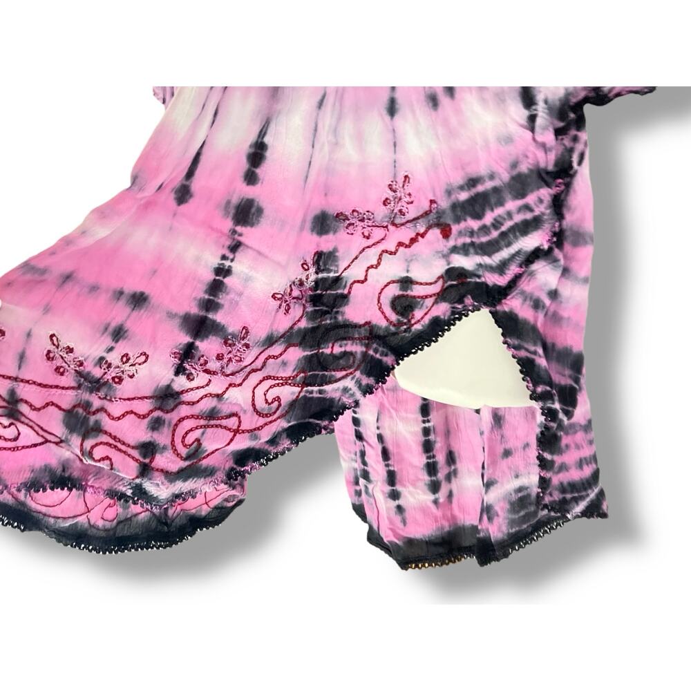 Lakhay's Collection Women's Pink/Black Tie-Dye Pullover Artsy Eclectic Free Size - Picture 7 of 9